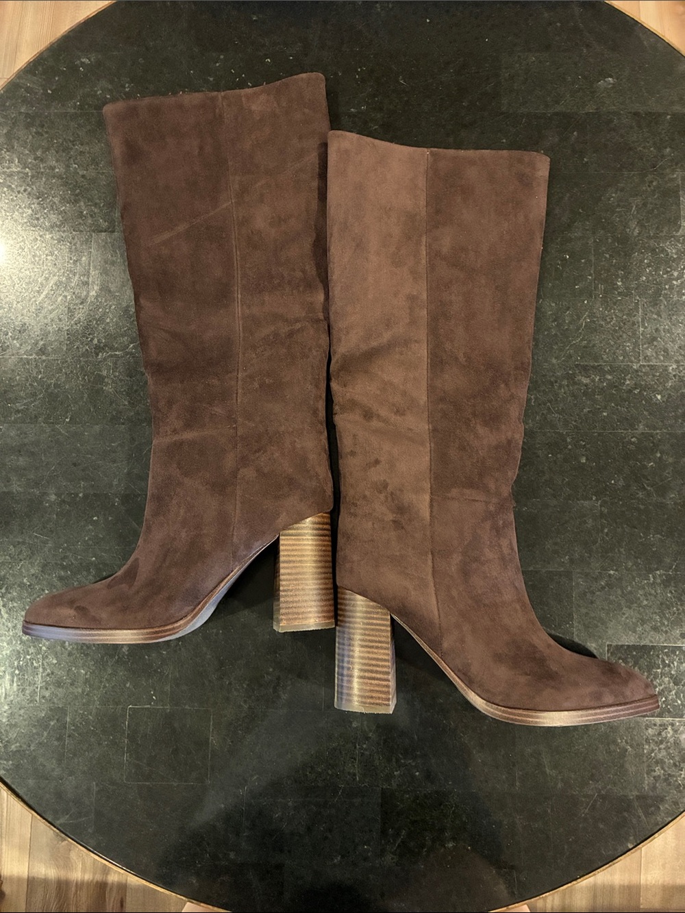 NWT Dolce Vita Chocolate Brown Suede Mid-Calf Block Heel Boots Sz 10